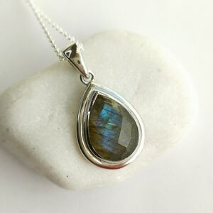 NEW labradorite  pendant in Sterling Silver